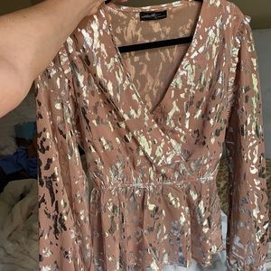 Beige and silver cheetah print blouse *brand new*